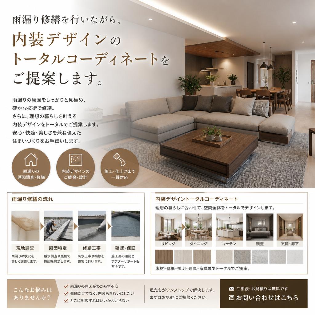 5. 雨漏り修繕を含む全体の内装デザイン