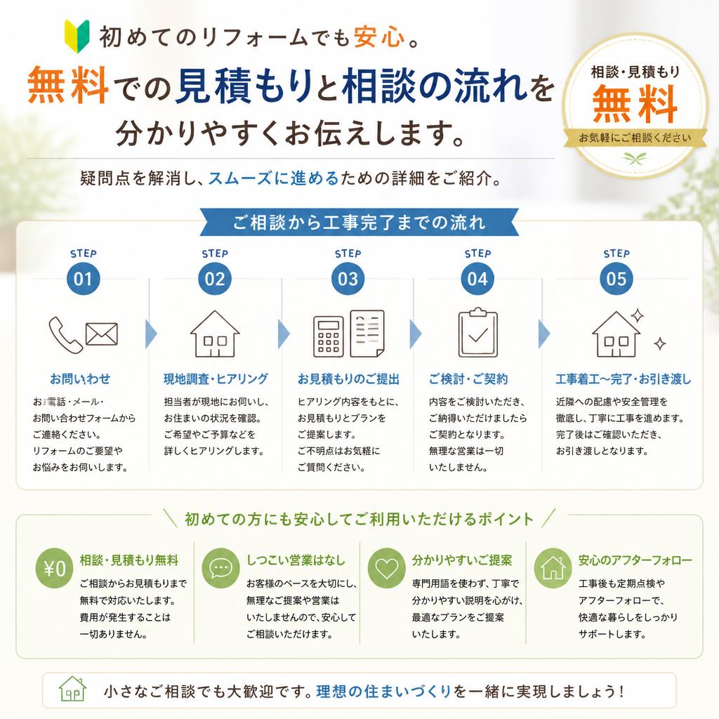 無料見積もりと相談の流れ